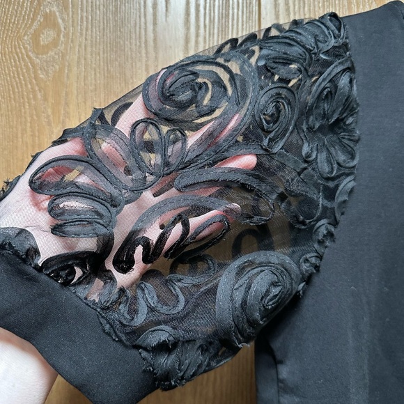 Cable & Gauge Elegant Black Mesh Sleeve Top - Picture 2 of 4